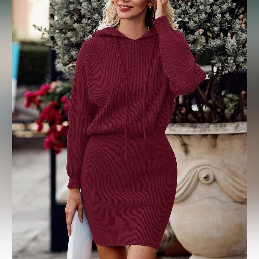Sweater dress with hoodie